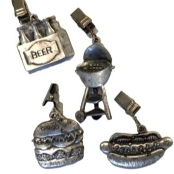 Pizzazz Pewter Tablecloth Weighted Clip on Holders Set of 4 Picnic BBQ Cookout - Picture 3 of 4